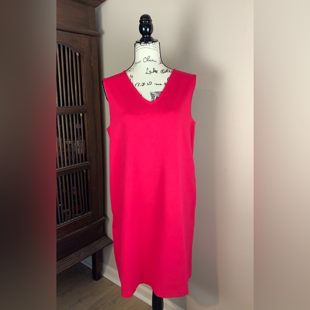 Lands' End Pink Sleeveless Ponte Knit Sheath Dress